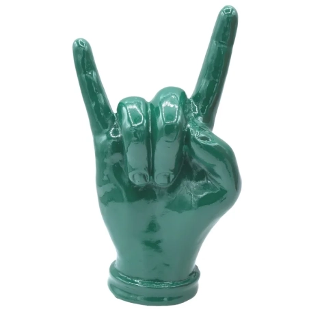 Corna mano verde petrolio in ceramica 16 cm