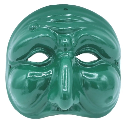 Maschera di Pulcinella verde petrolio 15 cm