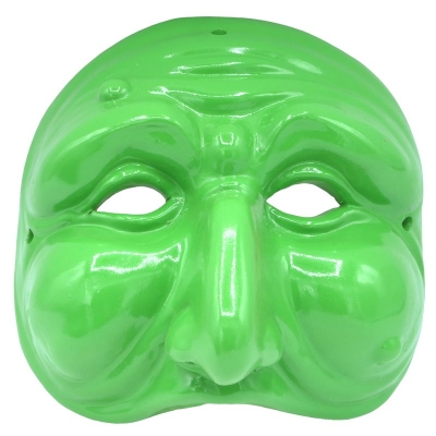 Maschera di Pulcinella verde acido 15 cm