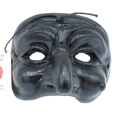Maschera di Pulcinella nera in terracotta 6 cm