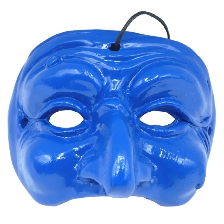 Maschera di Pulcinella celeste in terracotta 6 cm
