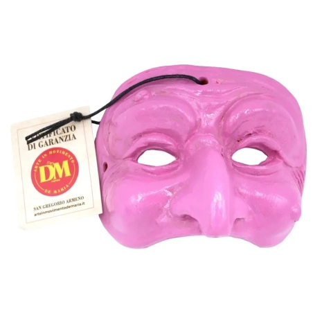 Maschera di Pulcinella fucsia in terracotta 6 cm