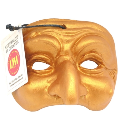 Maschera di Pulcinella oro in terracotta 6 cm