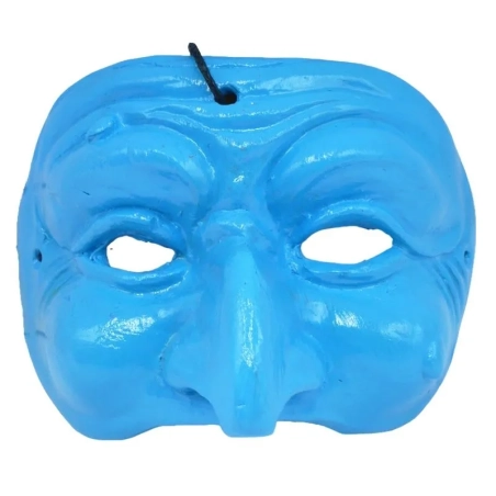 Maschera di Pulcinella turchese in terracotta 6 cm