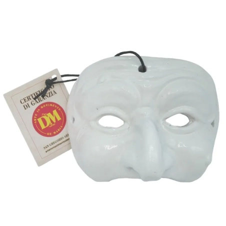 Maschera di Pulcinella bianca in terracotta 6 cm