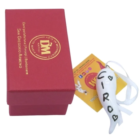 Corno in ceramica bianco 6 o 9 cm personalizzato in scatola regalo