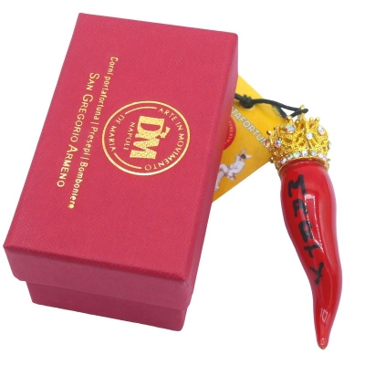 Corno Luxury rosso 8 o 10 cm personalizzato in scatola regalo