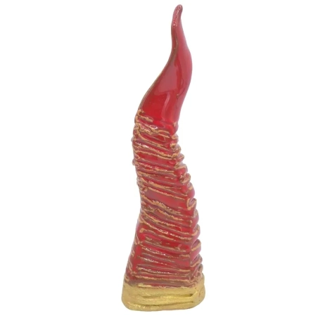 Corno in ceramica rosso stringato 20 cm