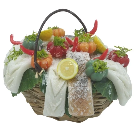 Cesto con baccalà in cera per pastori da 30 a 40 cm