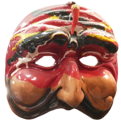 Maschera di Pulcinella multicolore 25 cm