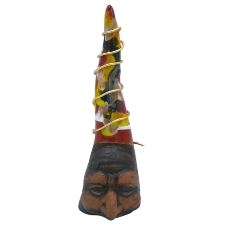 Corno pulcinella multicolore opera in ceramica da tavolo 12 cm