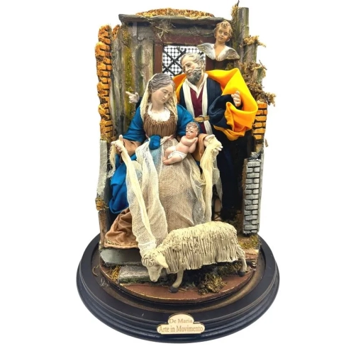 Campana con natività stile 700 napoletano da 40 cm