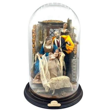 Campana con natività stile 700 napoletano da 40 cm