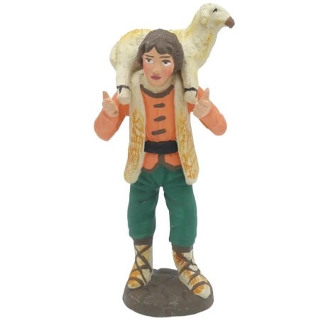 Pastore con pecora sulle spalle in terracotta 10 cm