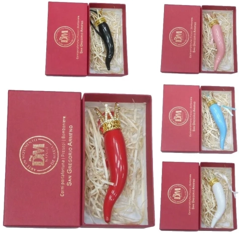Corno Luxury reale in ceramica 10 cm in scatola regalo - VARI COLORI