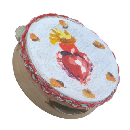 Tamburello con dipinto del Cuore Sacro 4.5 cm