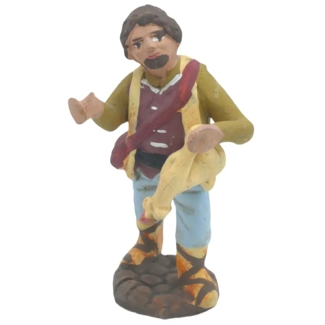 Uomo con pecora in terracotta 7 cm