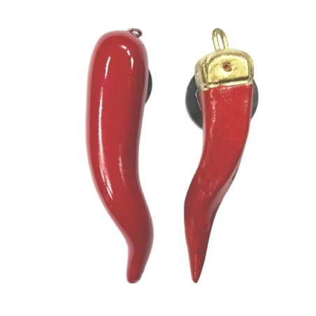 Corno rosso in terracotta con calamita da 6 cm