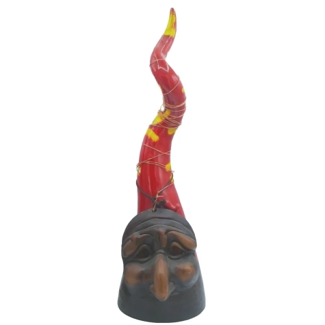 Corno pulcinella rosso sfumato opera in ceramica da tavolo da 20 a 40 cm