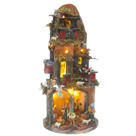 Presepe completo di luci e pastori 40 cm