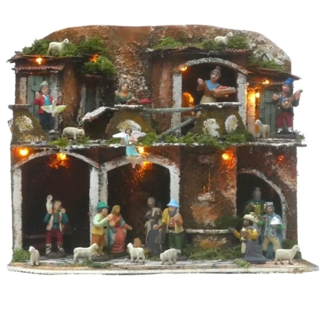 Presepe completo di luci e pastori 30 cm