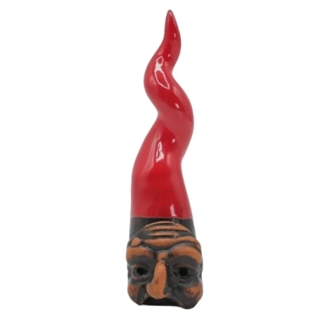 Mascherina di pulcinella su corno portafortuna da tavolo 9 cm