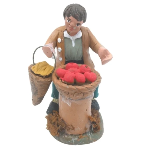 Fruttivendolo ambulante in terracotta 7 cm