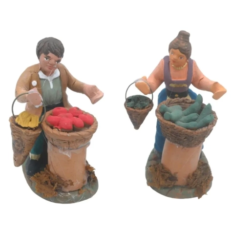 Coppia di Fruttivendoli in terracotta 7 cm