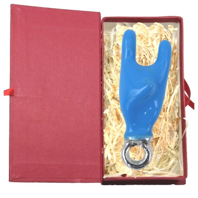 Gioiello Corna azzurra Ciondolo in metallo 1.5 cm in scatola regalo