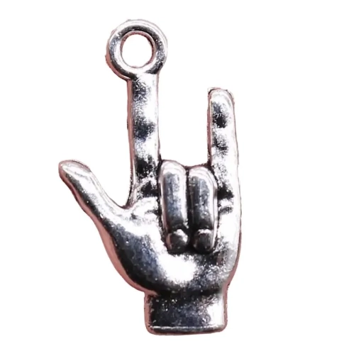 Corna colore argento Ciondolo in metallo 1.5 cm in scatola regalo