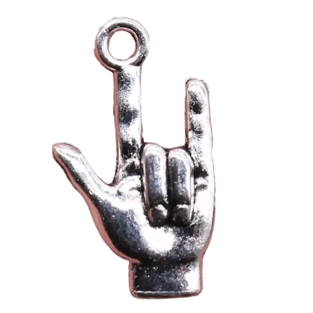 Corna colore argento Ciondolo in metallo 1.5 cm in scatola regalo