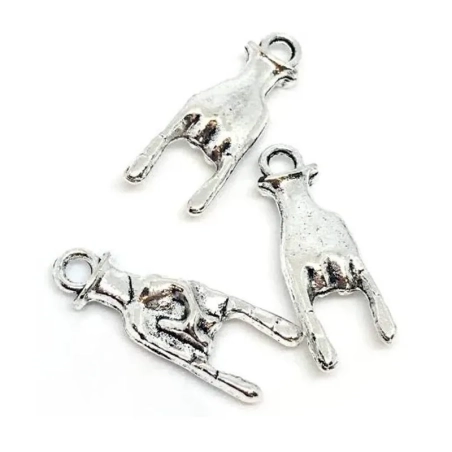 Corna colore argento Ciondolo in metallo 1.5 cm in scatola regalo