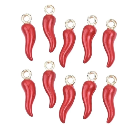 10 pz Gioiello Ciondolo Corno rosso 2 cm