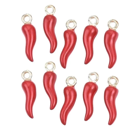 10 pz Gioiello Ciondolo Corno rosso 2 cm
