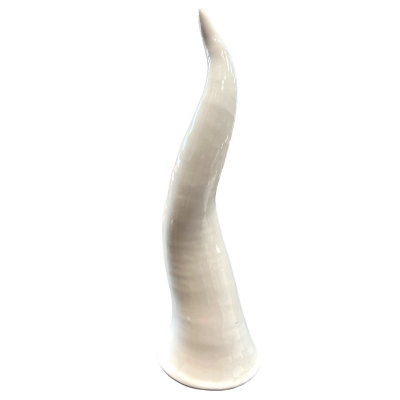 Corno bianco antico in ceramica da tavolo 40 cm