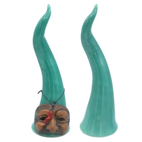 Corno turchese in ceramica da tavolo 20 cm