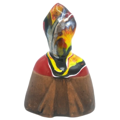 Busto San Gennaro rosso multicolore in terracotta 12 cm
