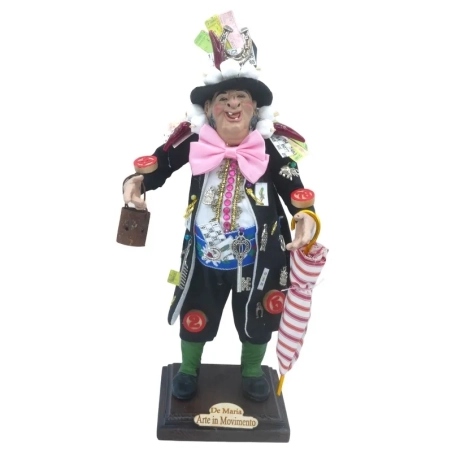 Gobbo scio scio con occhi in vetro e vestiti in stoffa 25 cm
