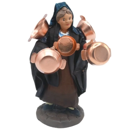 Ramaio in terracotta con vestiti di stoffa 12 cm
