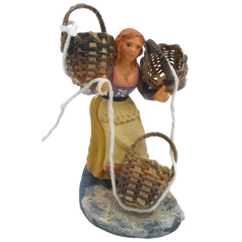 Venditrice di cestini in terracotta 10 cm