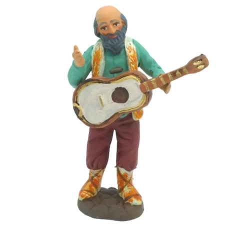 Suonatore con chitarra in terracotta 10 cm
