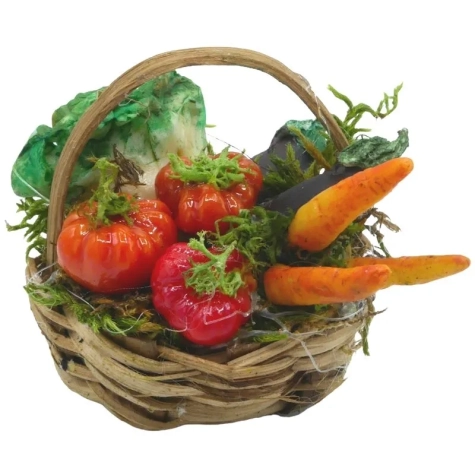 Cesto con verdure in cera per pastori da 20 a 30 cm
