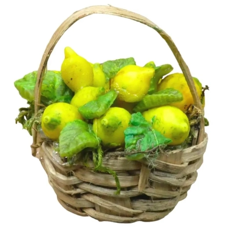 Cesto con limoni in cera per pastori da 30 a 35 cm