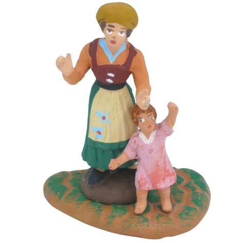 Mamma con figlio in terracotta 7 cm