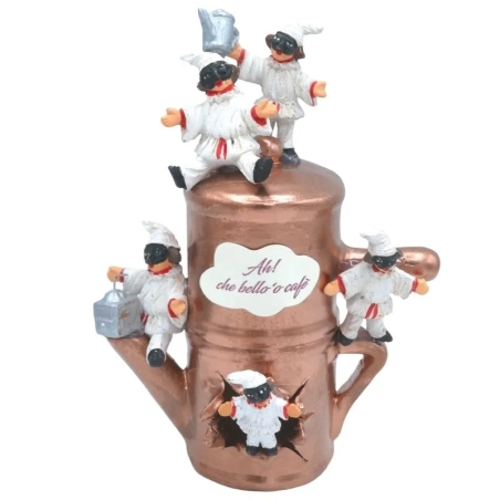 Caffettiera moka con pulcinella 15 cm