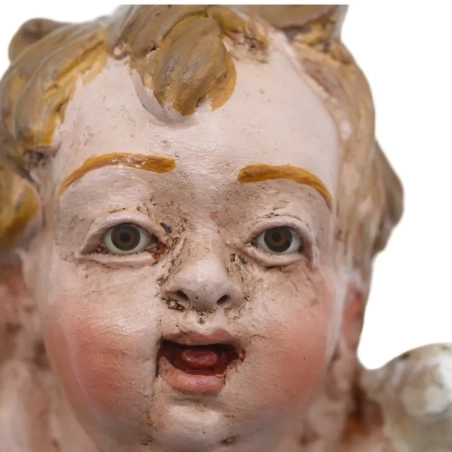 Coppia di Cherubini angeli con occhi in vetro 35-45 cm