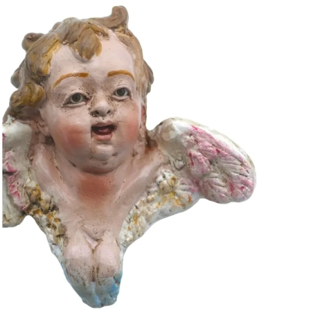 Coppia di Cherubini angeli con occhi in vetro 35-45 cm