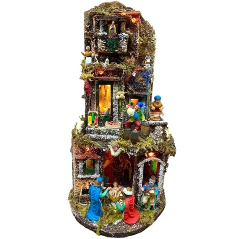 Presepe completo di luci e pastori 50 cm