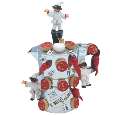 Caffettiera moka con pulcinella 15 cm