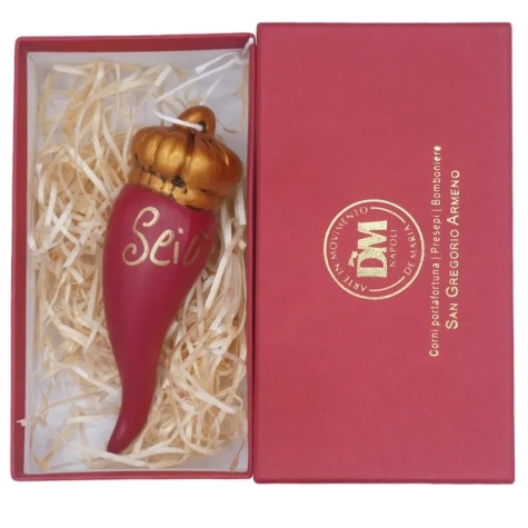 Corno imperiale in terracotta 13 cm con scatola regalo